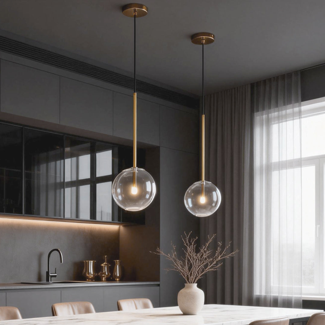 Nordic Clear Glass Globe Pendant Light Fixture for Modern Living Rooms