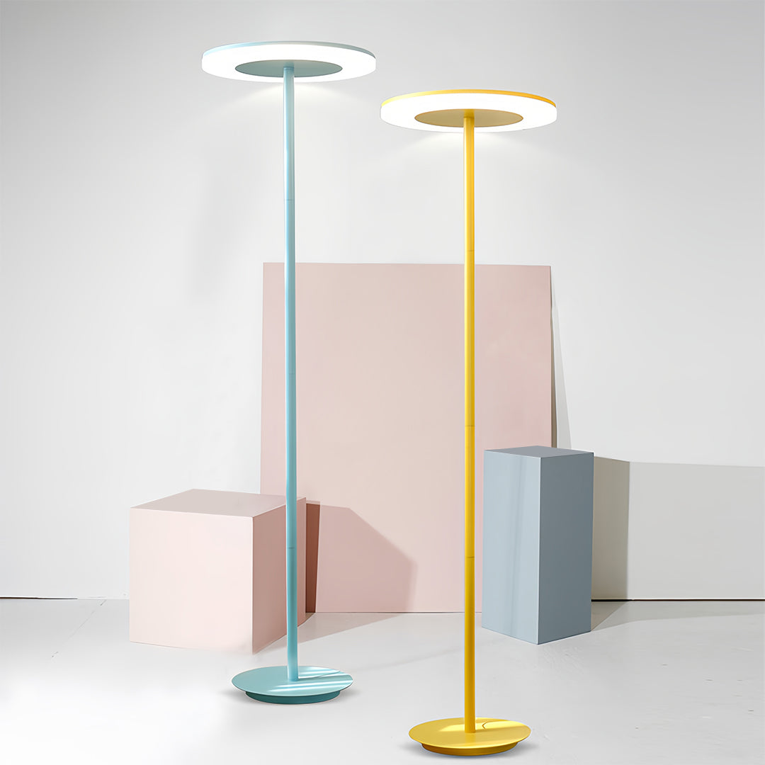 Dimmable Macaron Round Floor Lamp in Colorful Modern Design for Living Room
