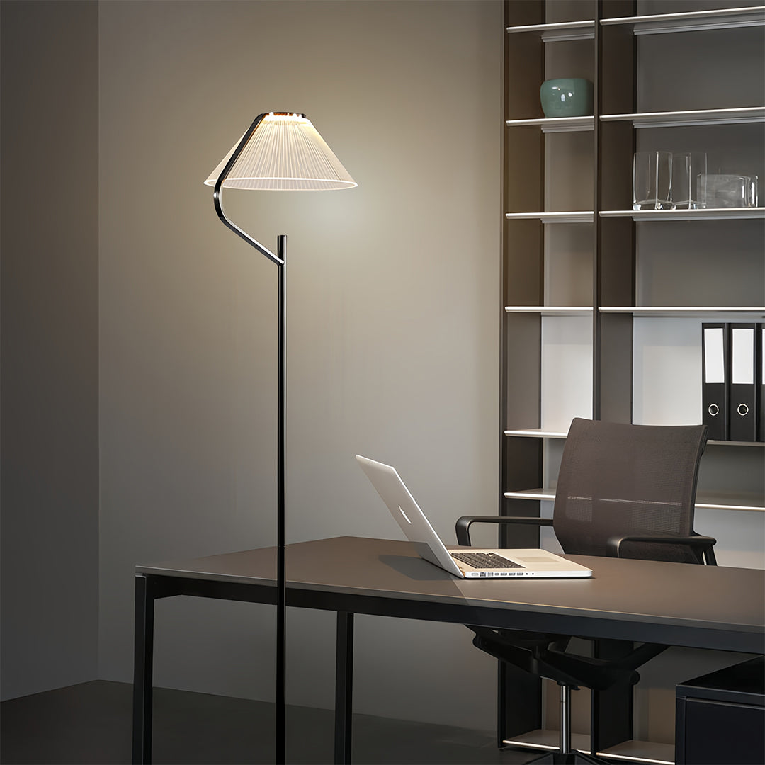 Elegant Chrome LED Floor Lamp with Acrylic Shade for Modern Living Rooms