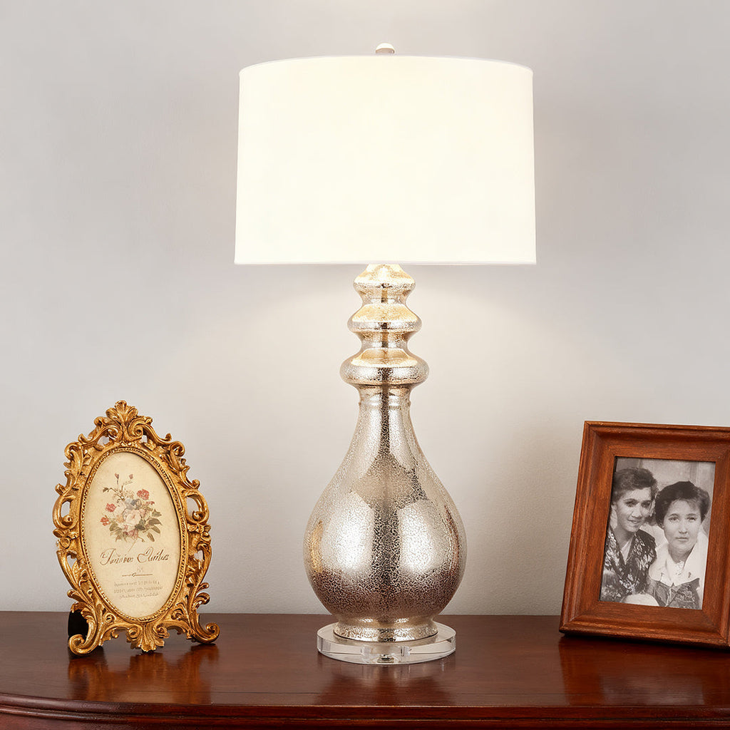 Sleek Polished Silver Table Lamp for Contemporary Home Office Decor