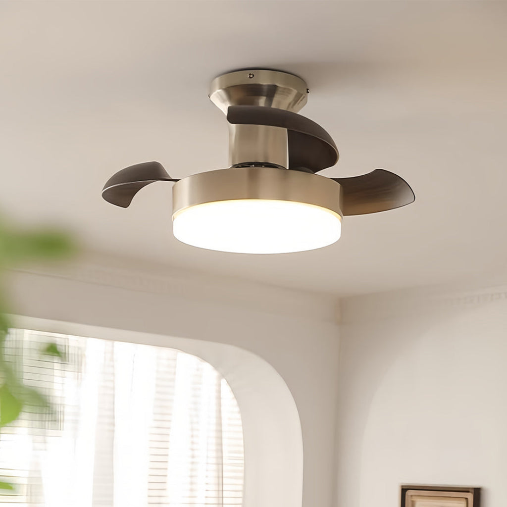 Elegant Silver 3-Blade French Retro Ceiling Fan with Light for Bedrooms