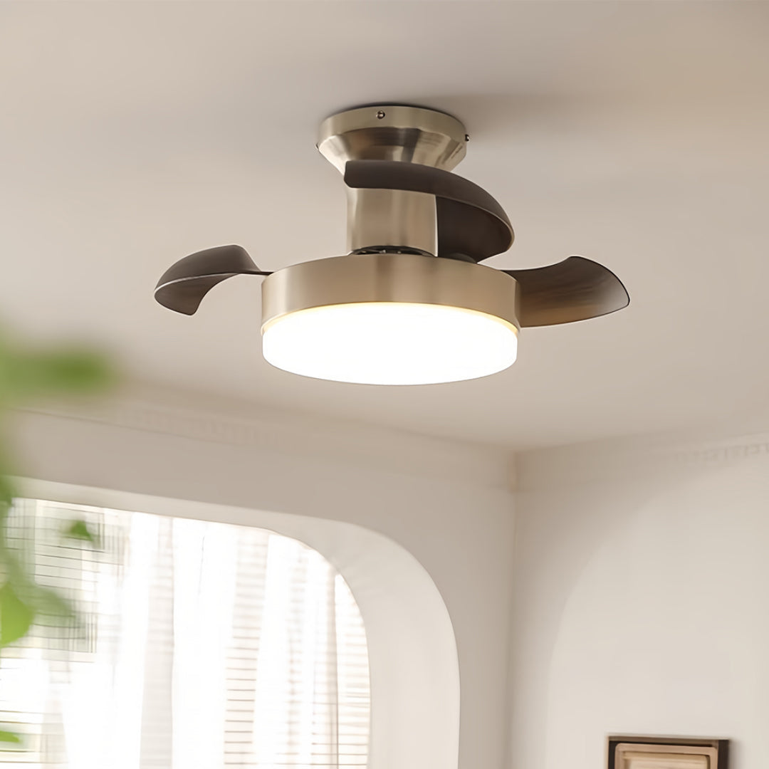 Elegant Silver 3-Blade French Retro Ceiling Fan with Light for Bedrooms