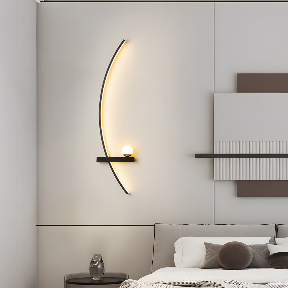 Elegant Silver Curved LED Wall Sconce for Modern Living Room Decor