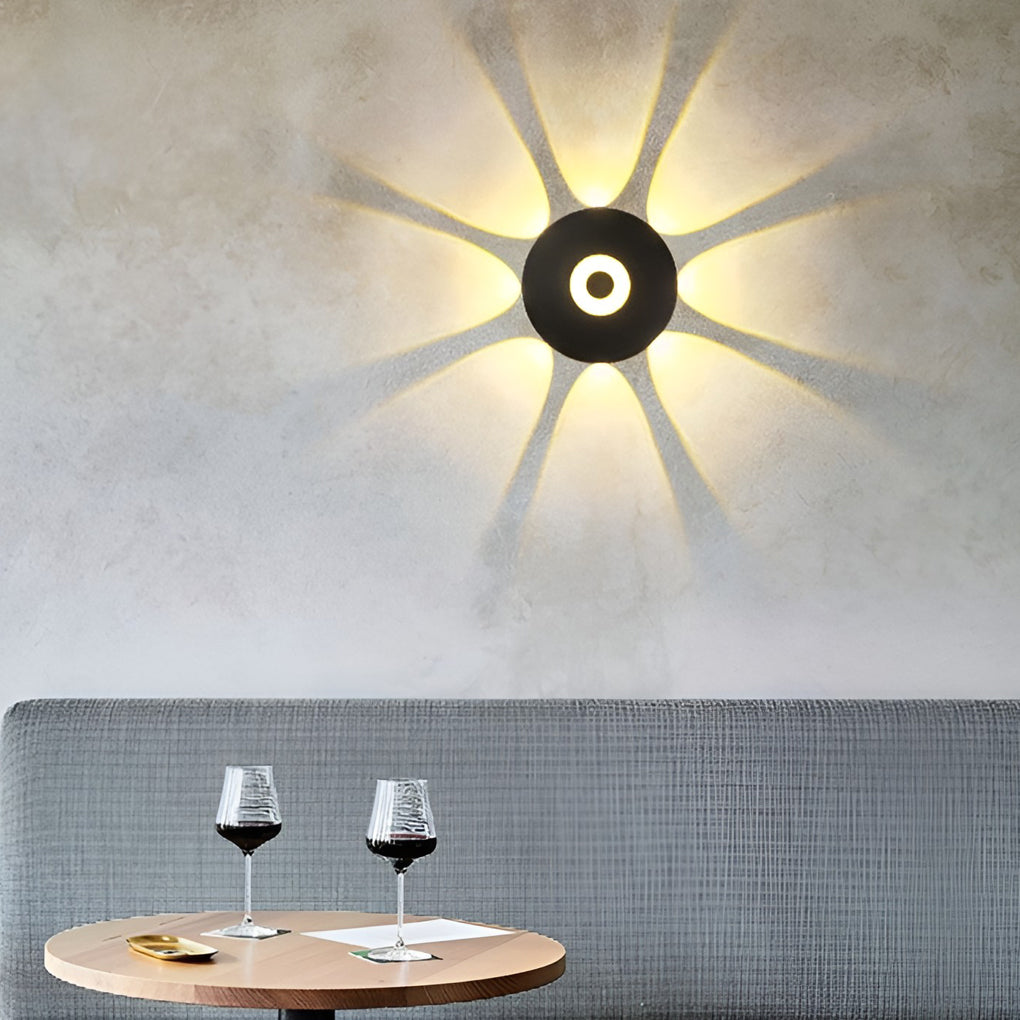 Round Waterproof Sunflower LED Wall Light for Modern Indoor Decor
