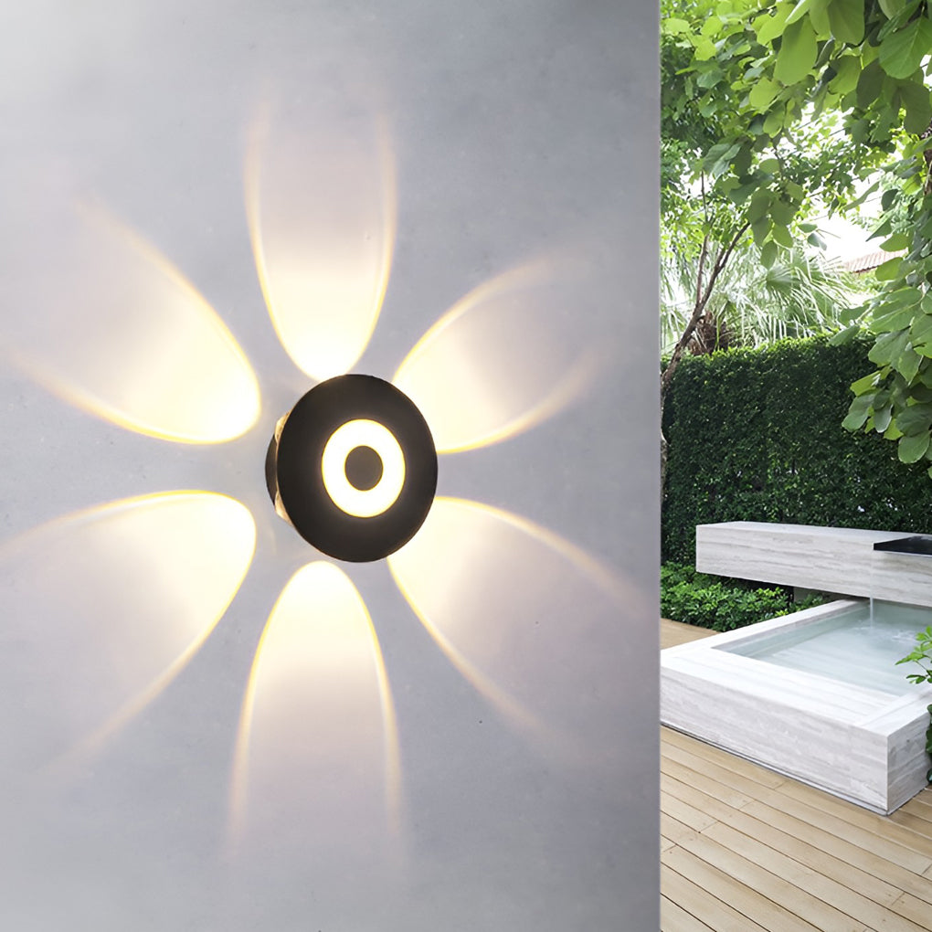 Round Waterproof Sunflower LED Wall Light for Modern Indoor Decor