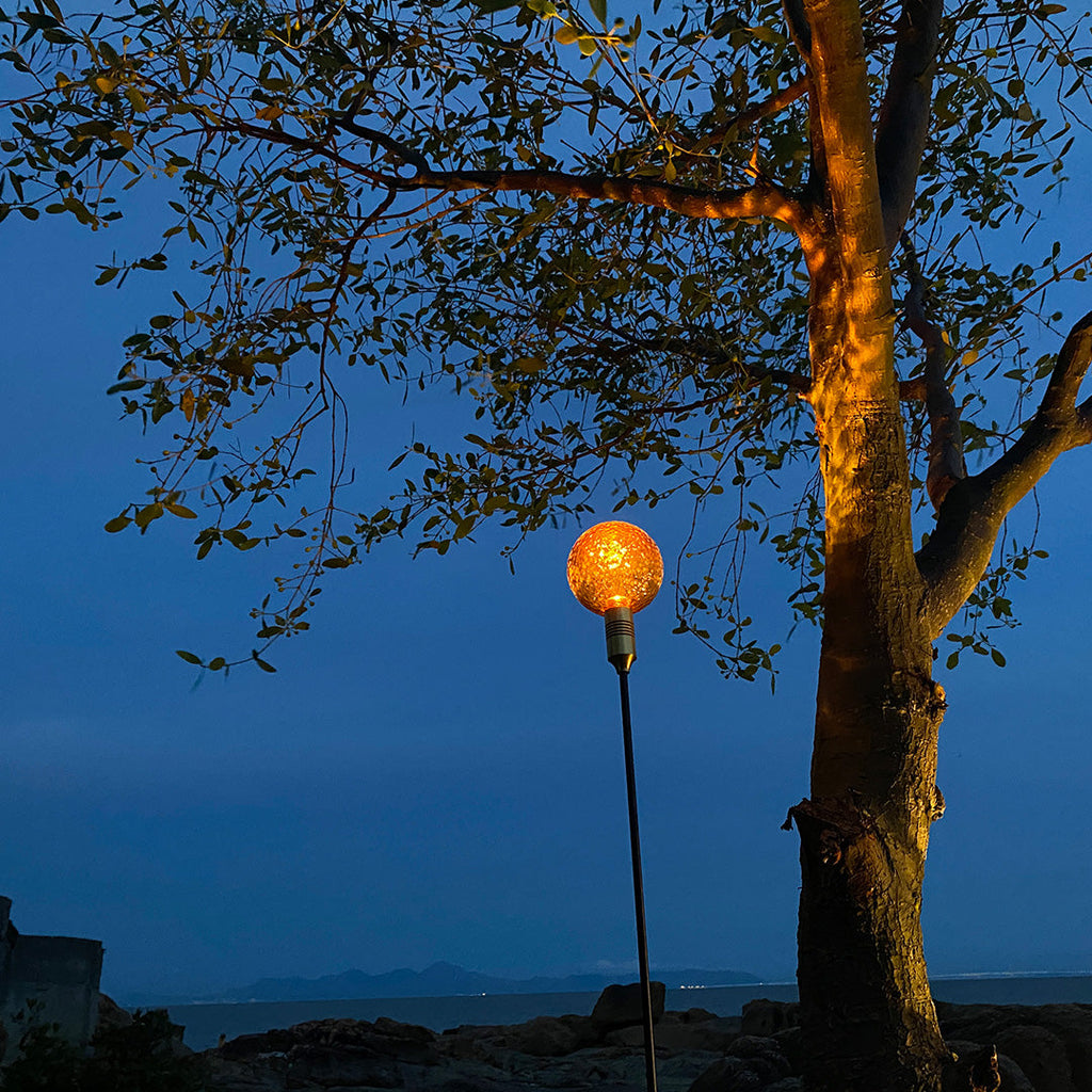 Outdoor Round Reed Decorative Landscape Light in Warm Bronze Finish