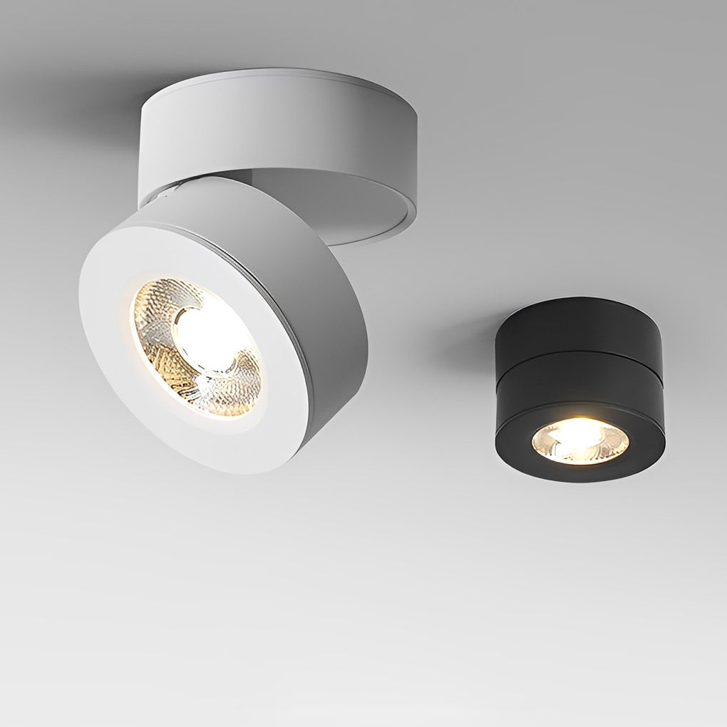 Round Adjustable Surface-Mounted Spotlight - Sleek White Finish for Living Room