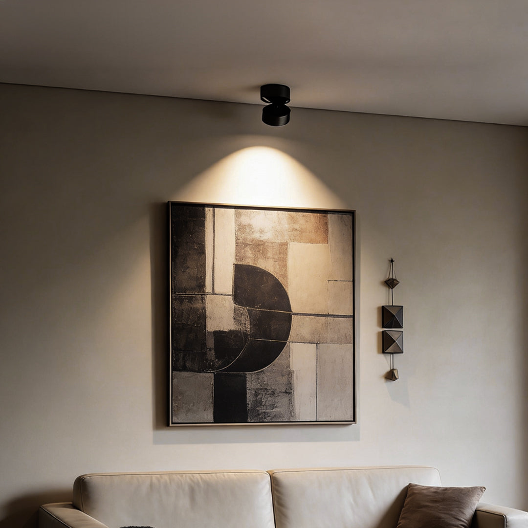 Round Adjustable Surface-Mounted Spotlight - Sleek White Finish for Living Room
