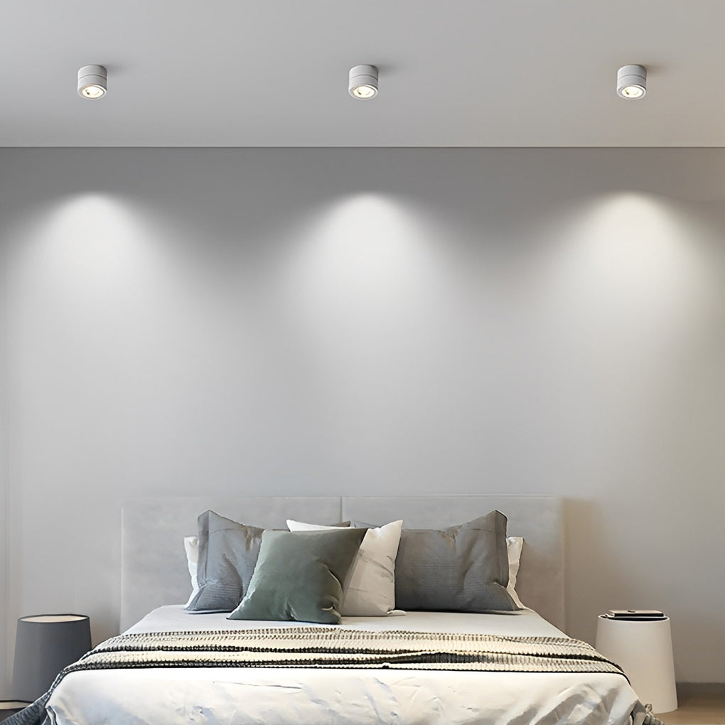 Round Adjustable Surface-Mounted Spotlight - Sleek White Finish for Living Room