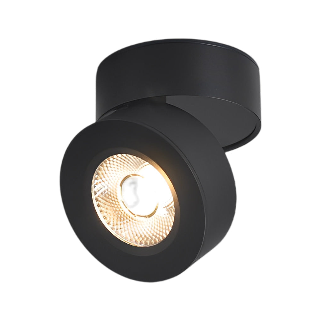 Round Adjustable Surface-Mounted Spotlight - Sleek White Finish for Living Room