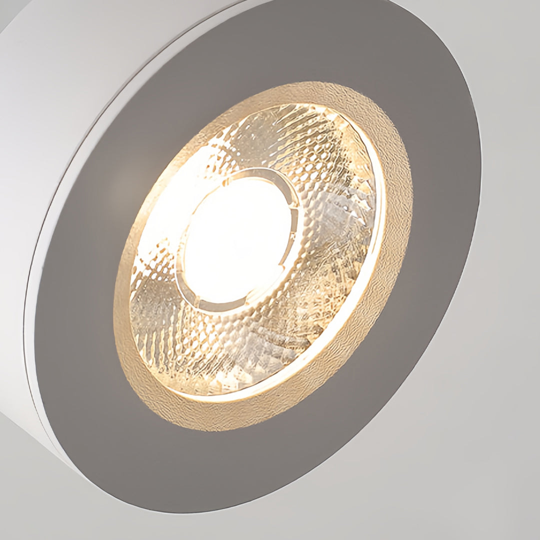 Round Adjustable Surface-Mounted Spotlight - Sleek White Finish for Living Room