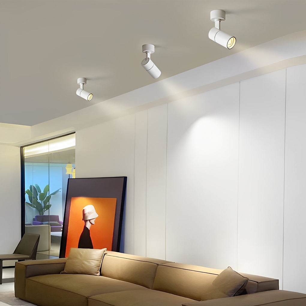 Modern White Adjustable Surface-Mounted Spot Light for Living Room