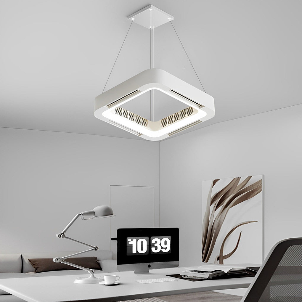Sleek White Bladeless Ceiling Fan with LED Light for Modern Living Rooms