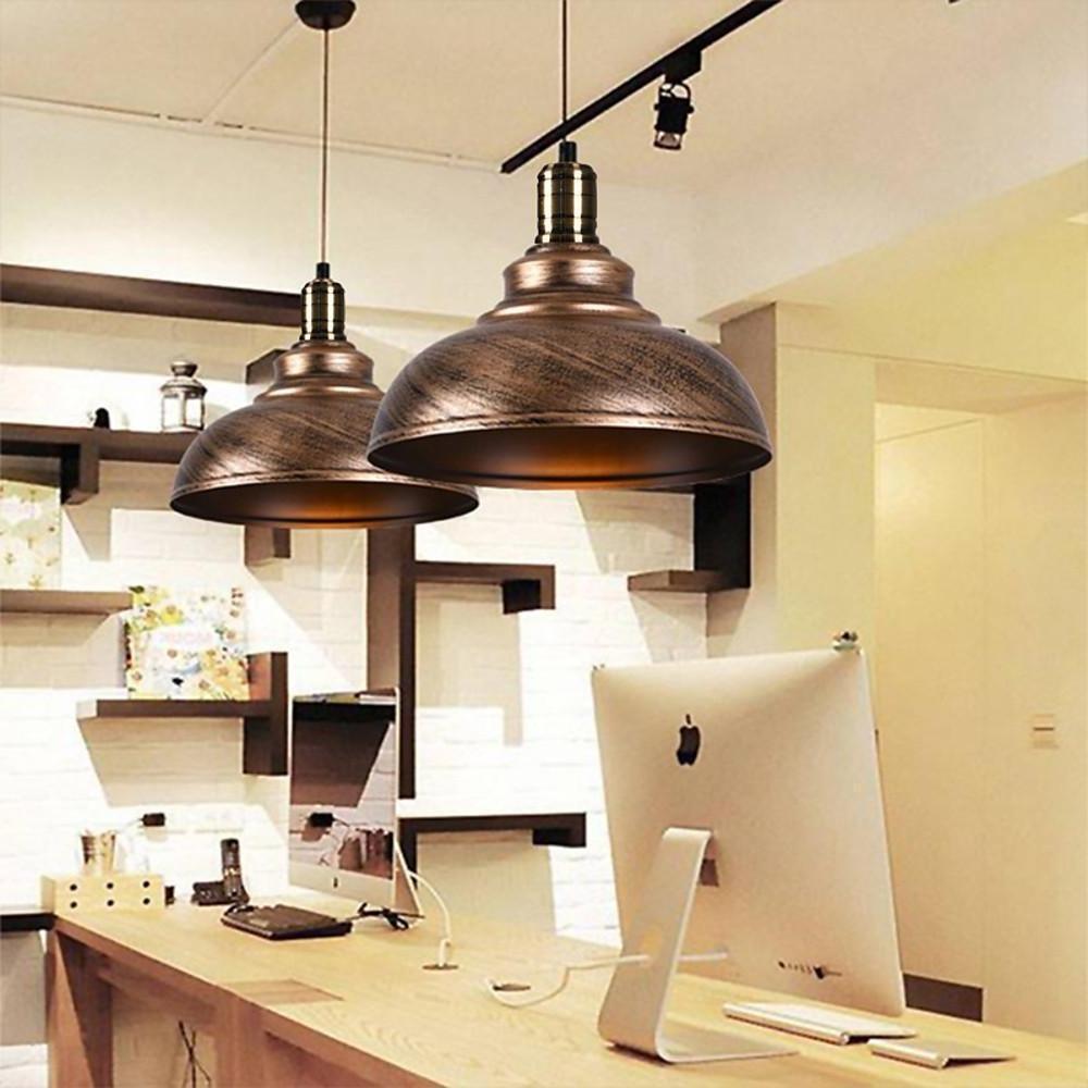 Rustic Industrial Black Metal LED Globe Pendant Light for Home Office