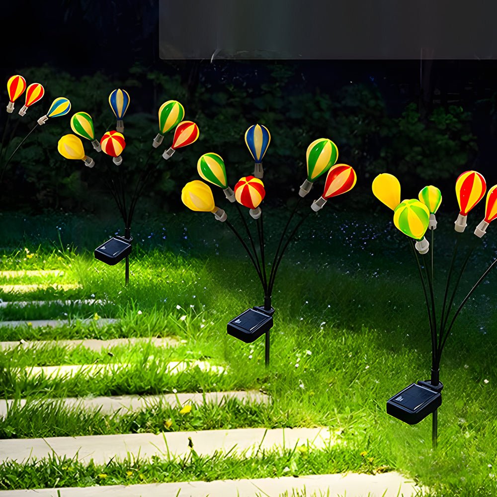 Colorful Solar LED Hot Air Balloon Garden Lights - 2 Pack for Outdoors