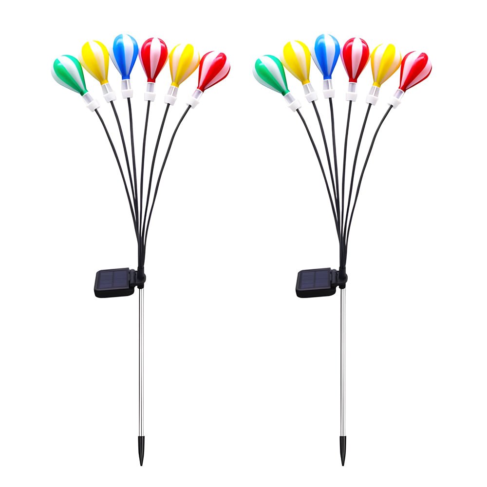 Colorful Solar LED Hot Air Balloon Garden Lights - 2 Pack for Outdoors