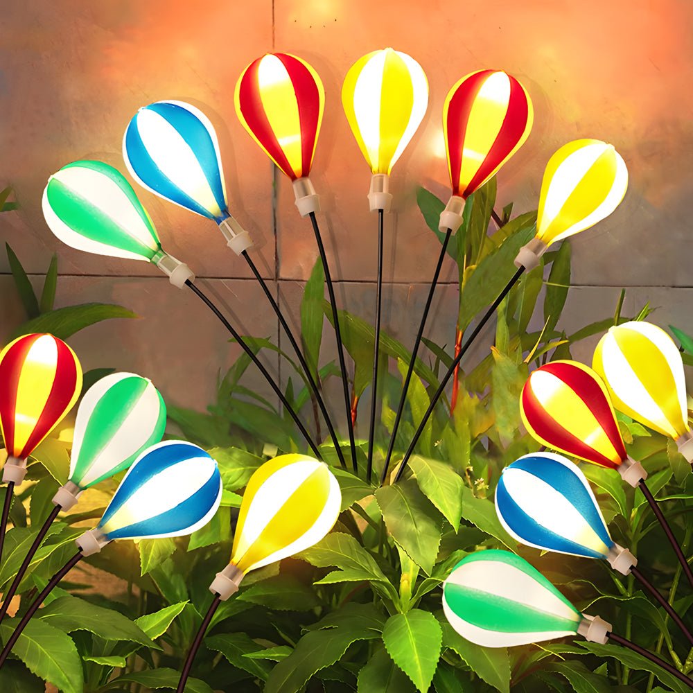 Colorful Solar LED Hot Air Balloon Garden Lights - 2 Pack for Outdoors