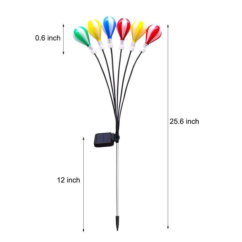 Colorful Solar LED Hot Air Balloon Garden Lights - 2 Pack for Outdoors