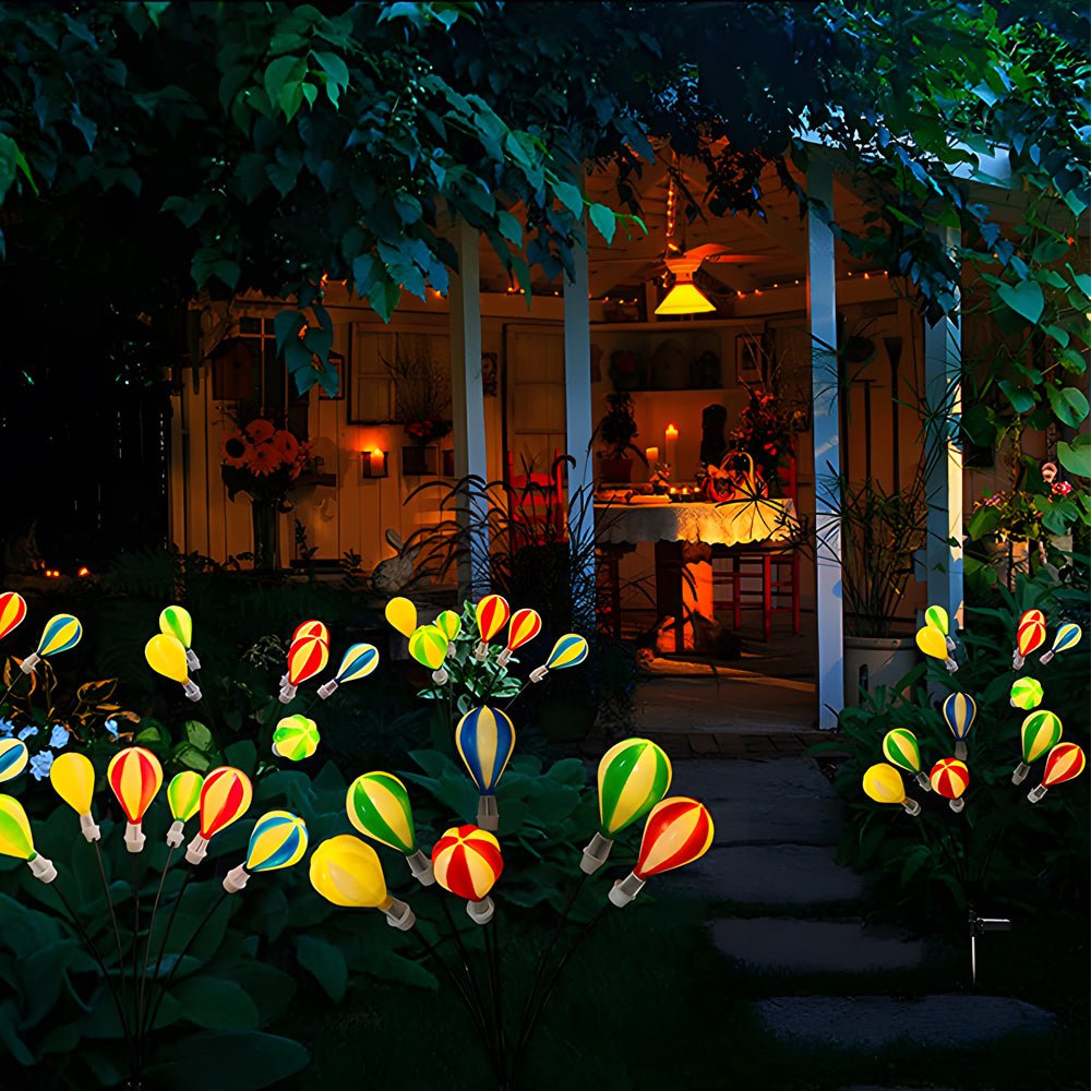 Colorful Solar LED Hot Air Balloon Garden Lights - 2 Pack for Outdoors
