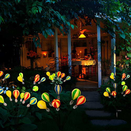 Colorful Solar LED Hot Air Balloon Garden Lights - 2 Pack for Outdoors