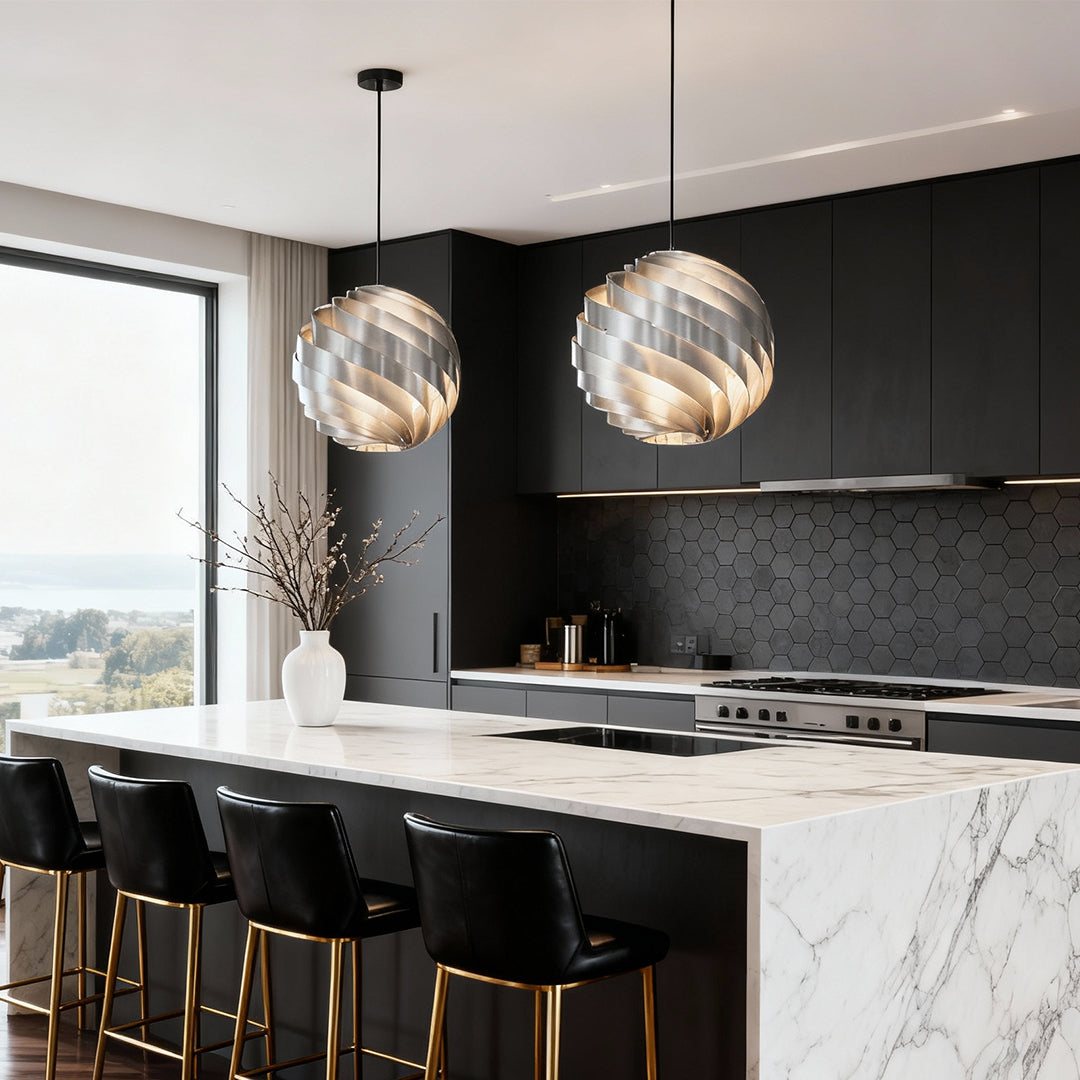 Nordic Turbine Pendant Light - Artistic Swirl Design for Living Room