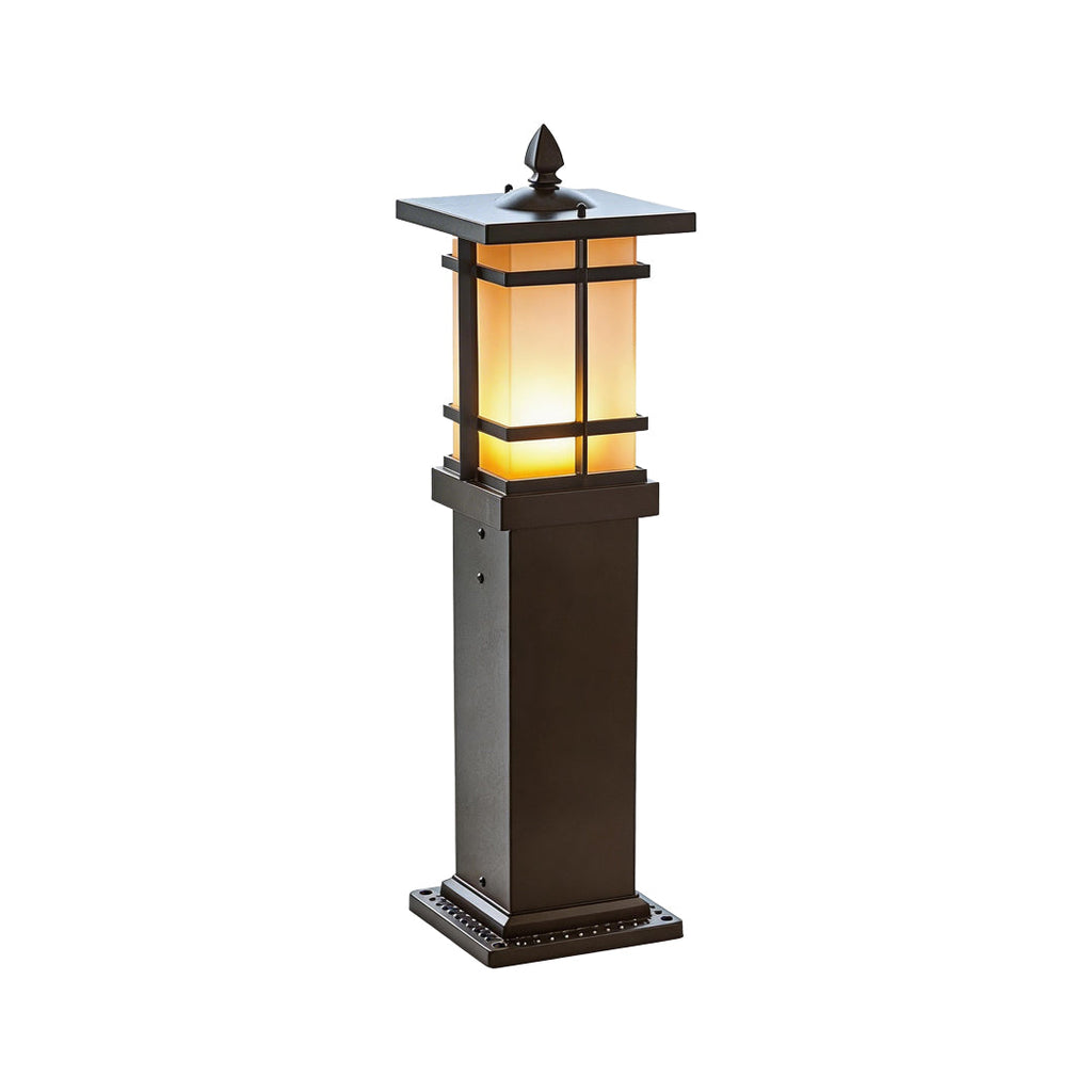 Vintage Black Pavilion-Style Garden Bollard Light for Outdoor Spaces