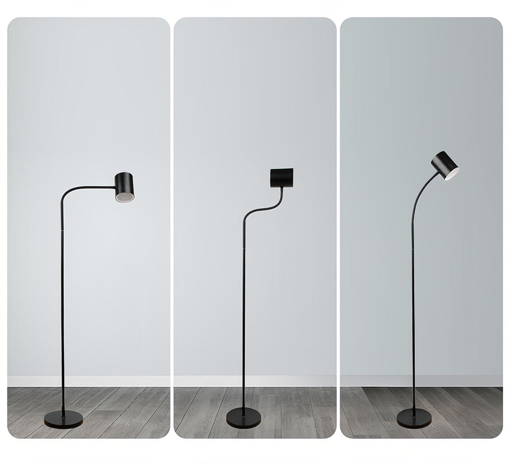 Nordic Adjustable Tall Floor Lamp in Black Metal for Bedroom Reading