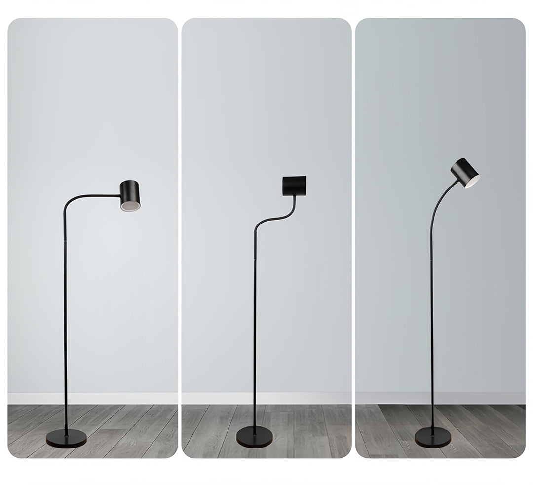 Nordic Adjustable Tall Floor Lamp in Black Metal for Bedroom Reading