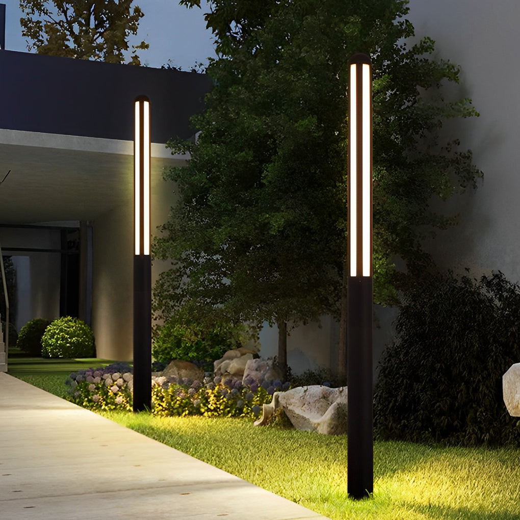 Sleek Black Waterproof LED Garden Bollard Light for Outdoor Spaces
