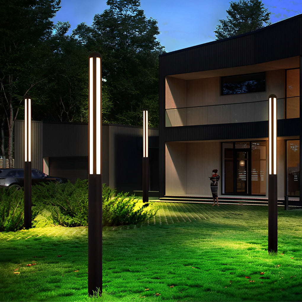 Sleek Black Waterproof LED Garden Bollard Light for Outdoor Spaces