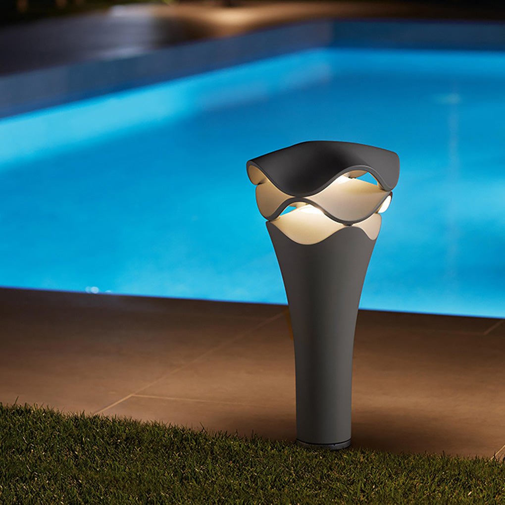Modern Wave Design Waterproof Outdoor Path Light for Garden or Walkway