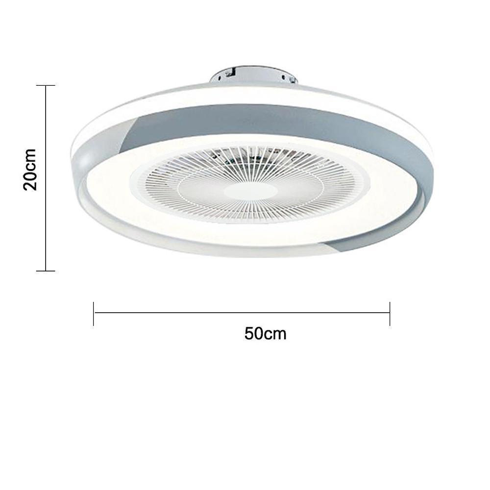Modern White Circular LED Dimmable Bladeless Ceiling Fan with Light Remote for Living Room