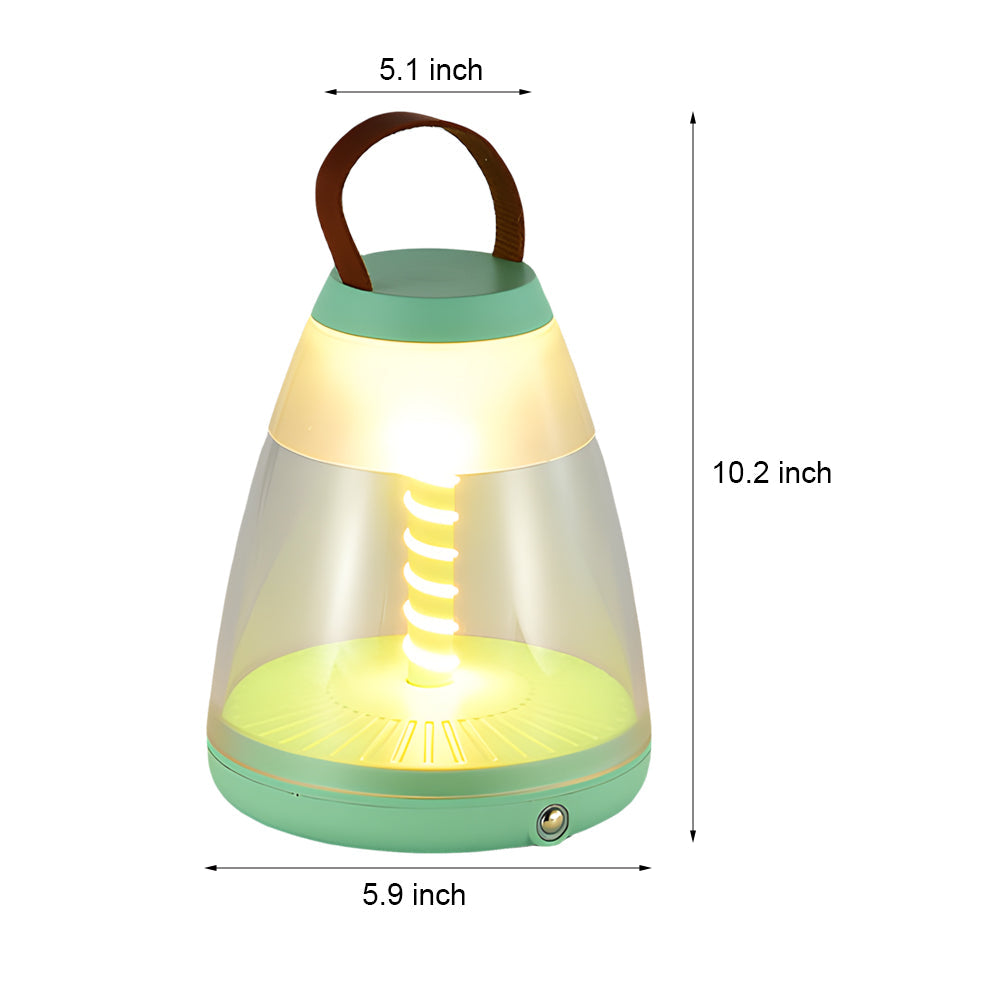 Modern White Spiral LED Table Lamp - Battery-Powered for Outdoor Use