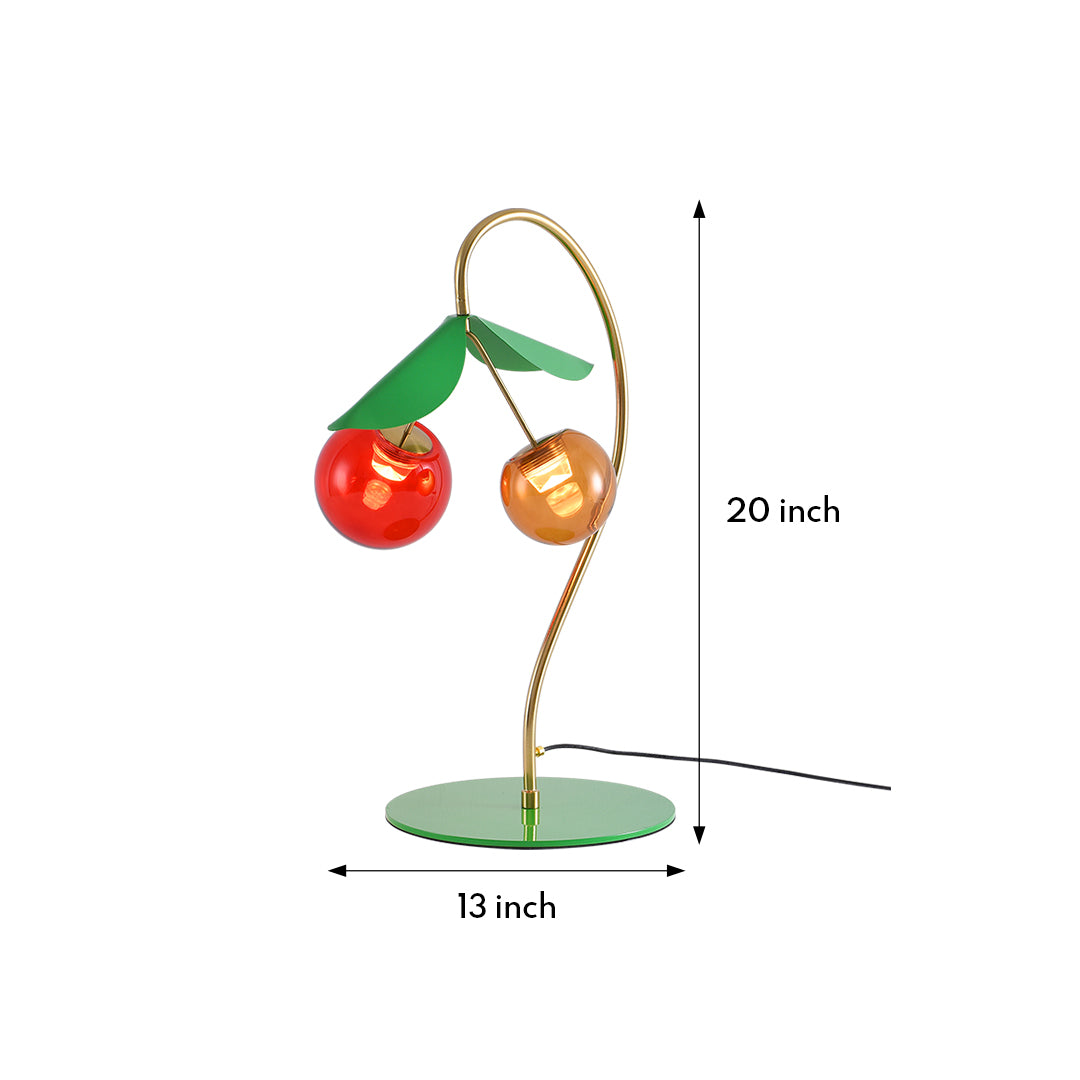 Modern Cherry Stained Glass Dual-Head LED Table Lamp for Bedroom & Living Room