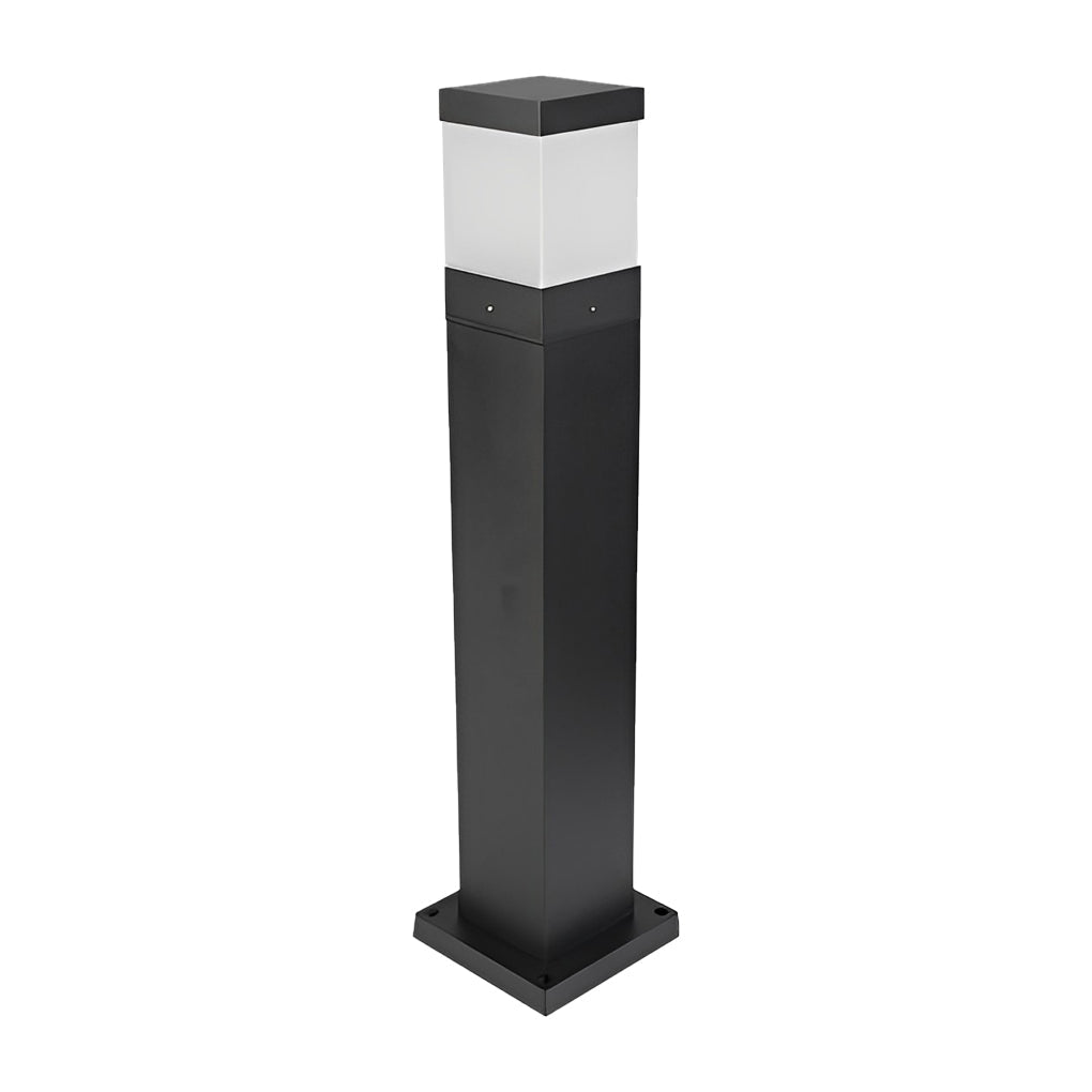 Modern Square Black Cob Outdoor LED Bollard Lights for Commercial Spaces