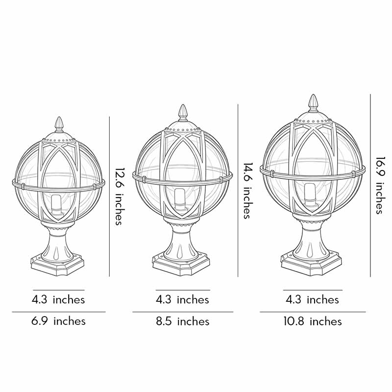 Elegant Frosted Glass Globe Pillar Light Outdoor Waterproof Lamp