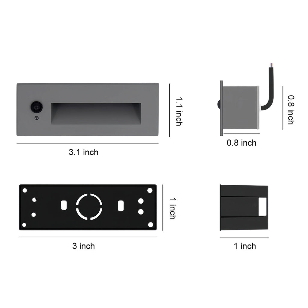 Modern Minimalist Embedded LED Step Lights for Outdoor Stairs – Black Finish