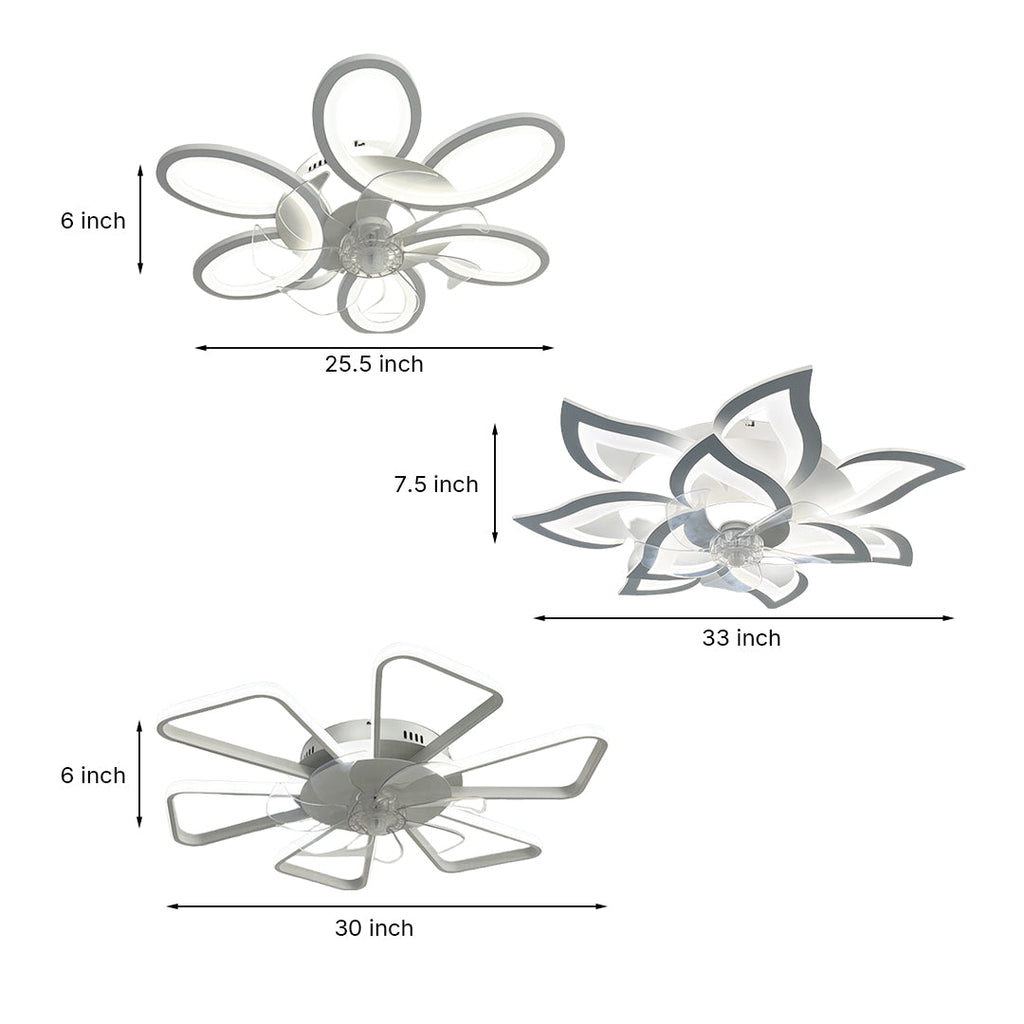 Modern White Ceiling Fan with Remote Control and Light for Living Room