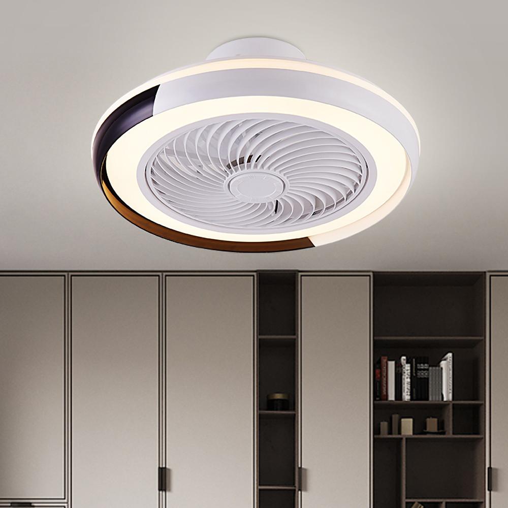 Contemporary White Bladeless LED Ceiling Fan with Dimmer for Bedroom