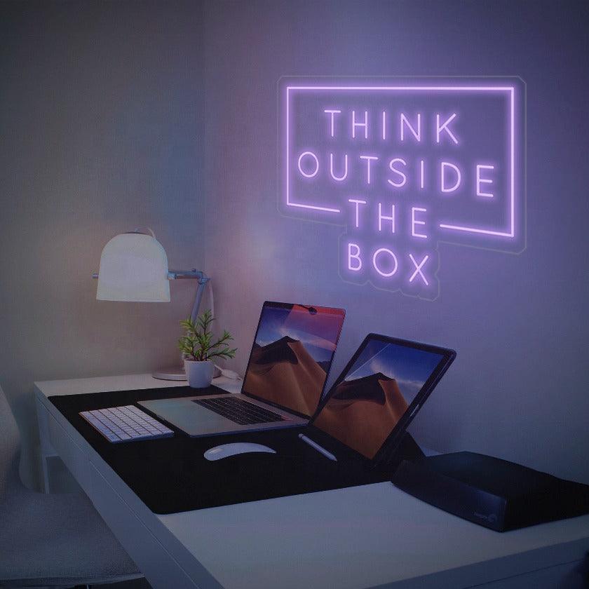 Vibrant Multi-Color LED Neon Sign - 'Think Outside The Box' for Home Decor