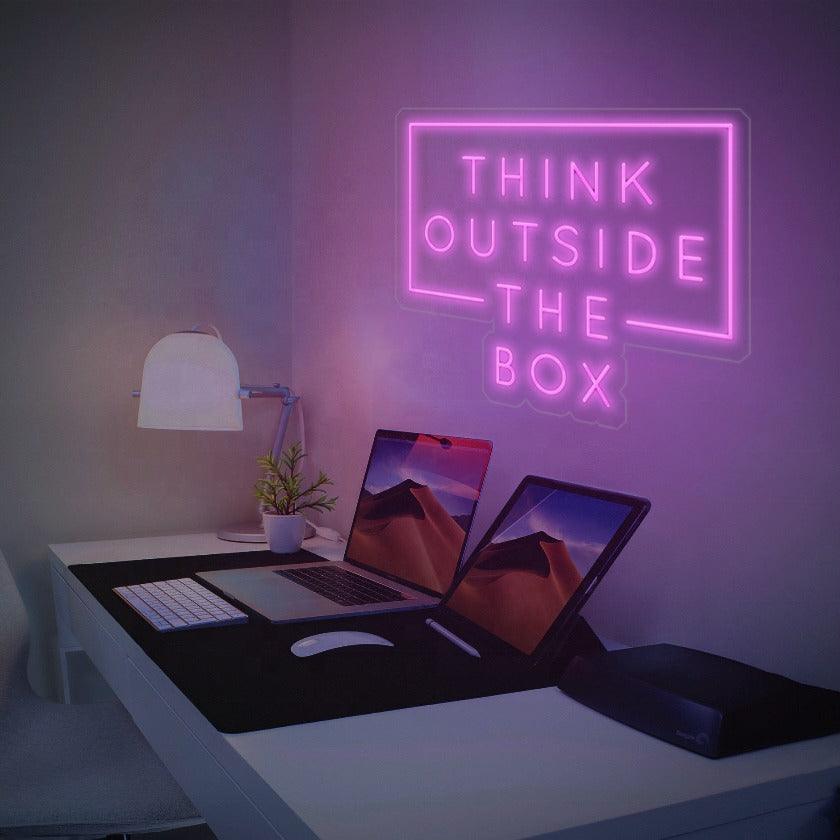 Vibrant Multi-Color LED Neon Sign - 'Think Outside The Box' for Home Decor