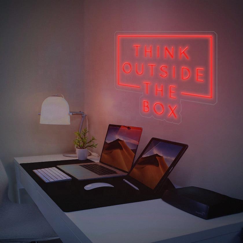 Vibrant Multi-Color LED Neon Sign - 'Think Outside The Box' for Home Decor