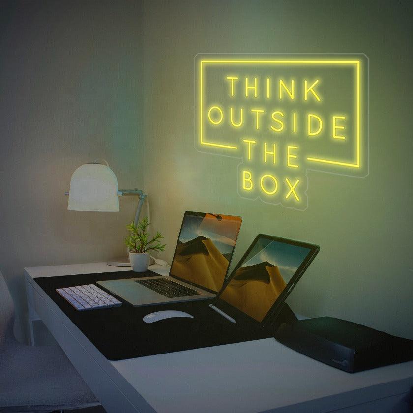 Vibrant Multi-Color LED Neon Sign - 'Think Outside The Box' for Home Decor