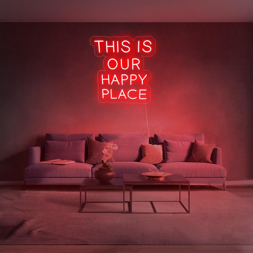 Modern Colorful 'This Is Our Happy Place' LED Neon Wall Sign for Home