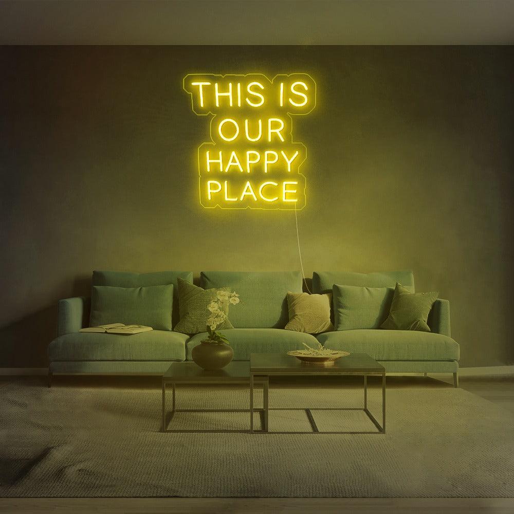 Modern Colorful 'This Is Our Happy Place' LED Neon Wall Sign for Home