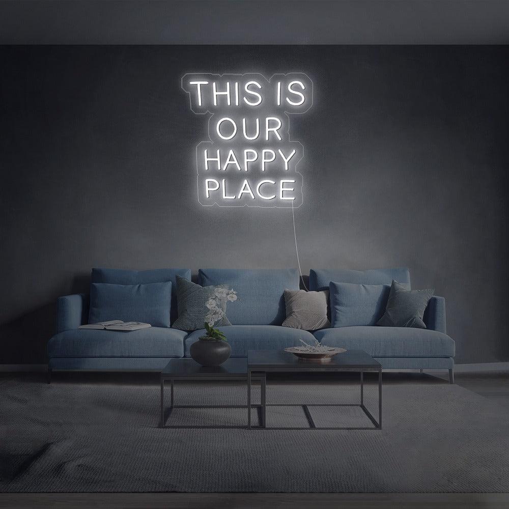 Modern Colorful 'This Is Our Happy Place' LED Neon Wall Sign for Home