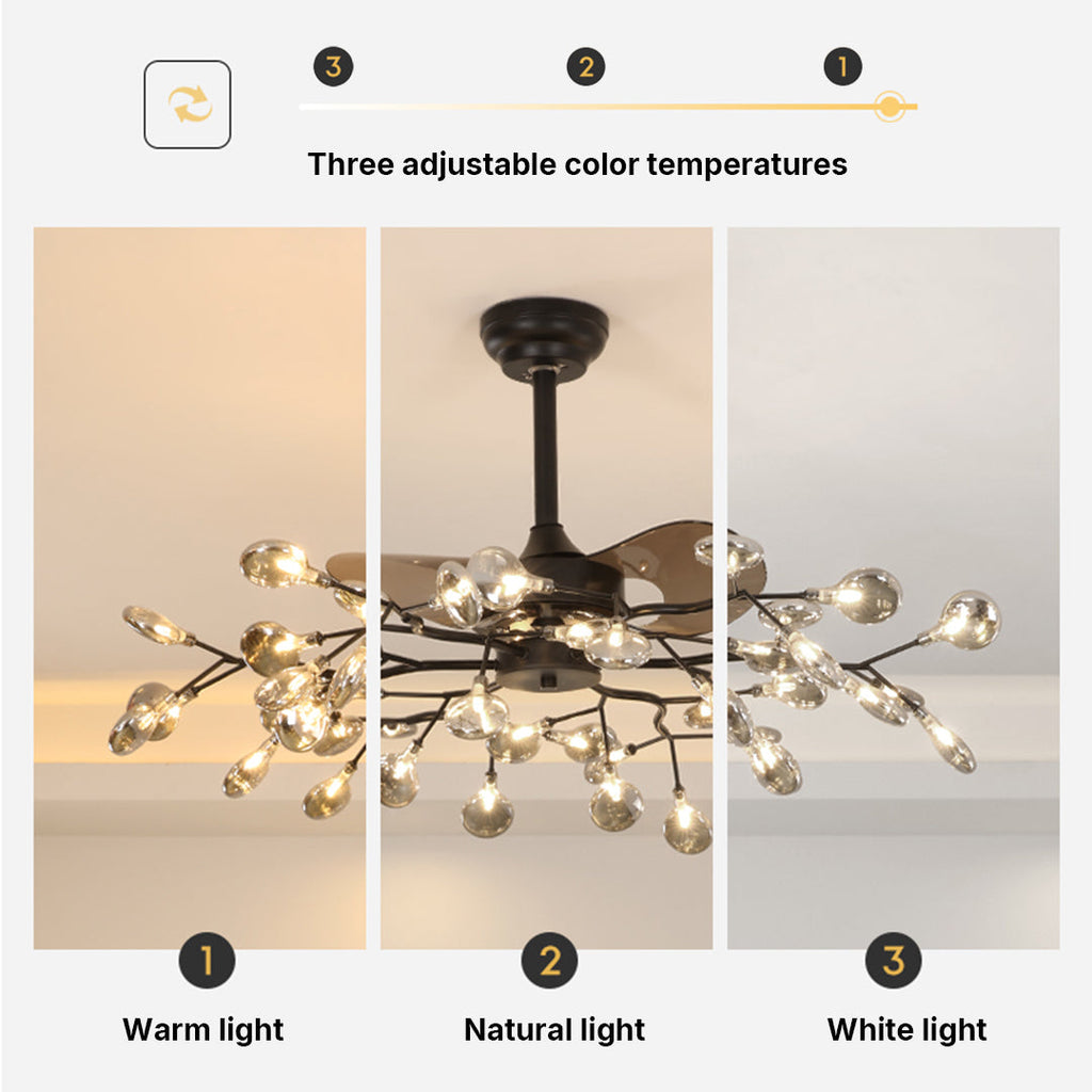 Minimalist Luxury White Ceiling Fan with Light for Living Room Decor