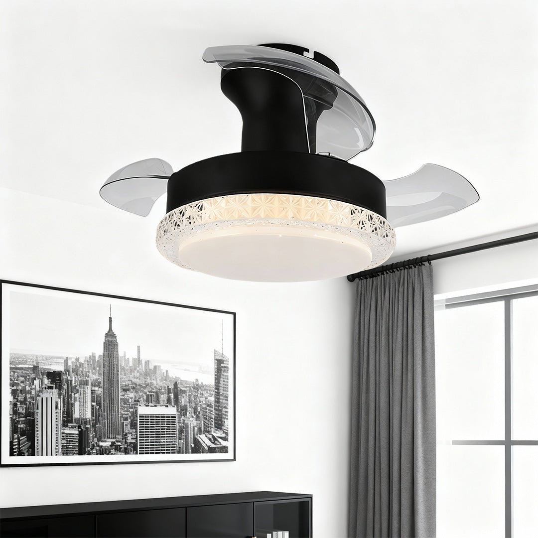 Contemporary White Flush Mount Ceiling Fan with Light for Bedrooms