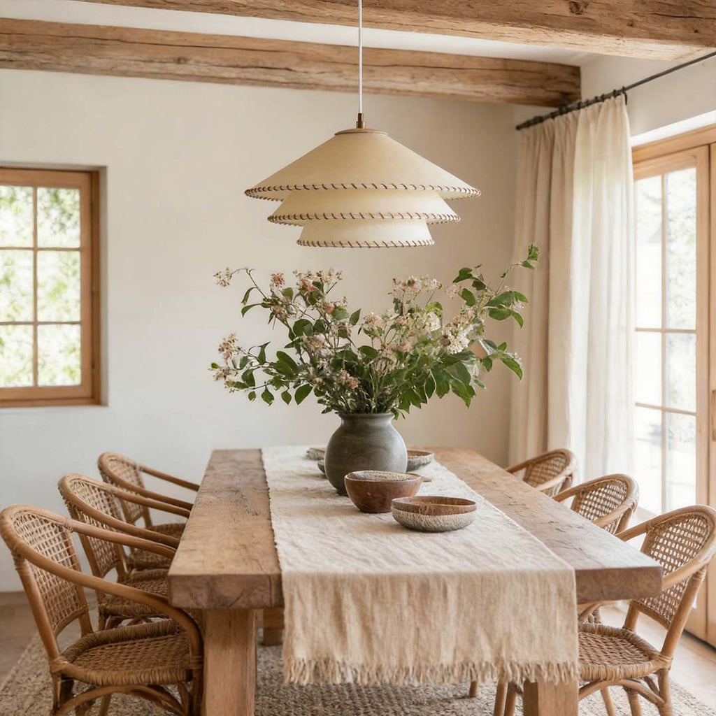 Elegant Multi-Layer Parchment Pendant Light Fixture for Living Room