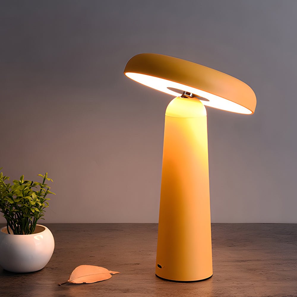 Modern White Mushroom-Shaped USB Rechargeable Table Lamp for Bedroom
